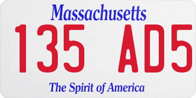 MA license plate 135AD5