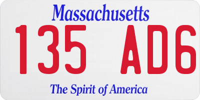 MA license plate 135AD6