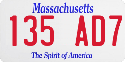 MA license plate 135AD7