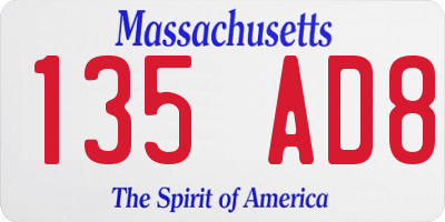 MA license plate 135AD8