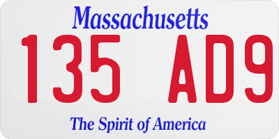 MA license plate 135AD9