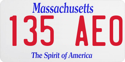 MA license plate 135AE0