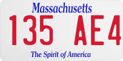 MA license plate 135AE4