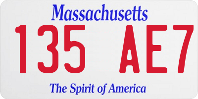 MA license plate 135AE7