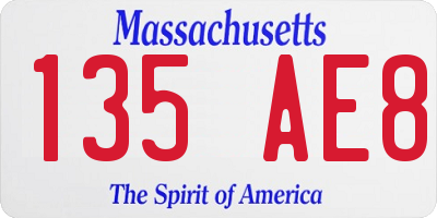 MA license plate 135AE8