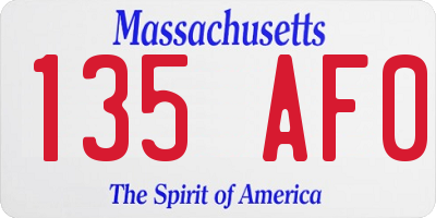 MA license plate 135AF0