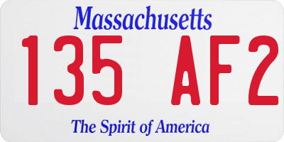 MA license plate 135AF2