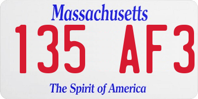MA license plate 135AF3