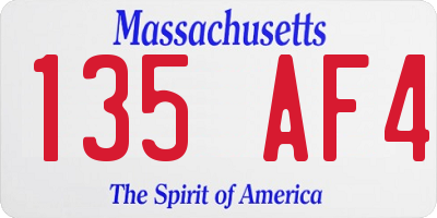 MA license plate 135AF4