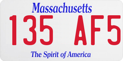 MA license plate 135AF5