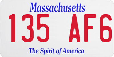 MA license plate 135AF6
