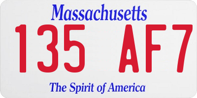 MA license plate 135AF7