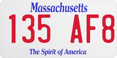 MA license plate 135AF8