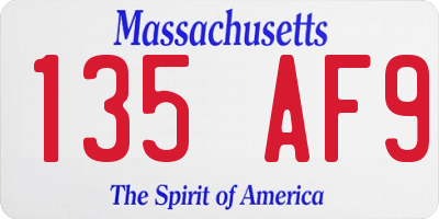MA license plate 135AF9