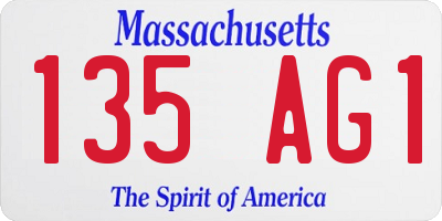 MA license plate 135AG1