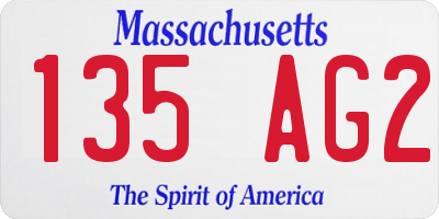 MA license plate 135AG2