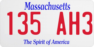 MA license plate 135AH3
