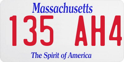MA license plate 135AH4
