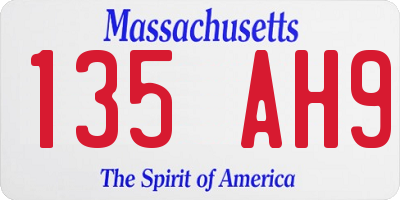 MA license plate 135AH9