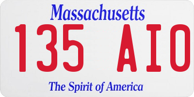 MA license plate 135AI0