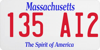 MA license plate 135AI2