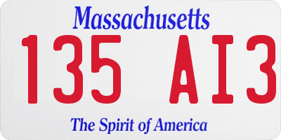 MA license plate 135AI3