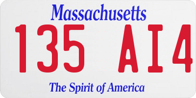 MA license plate 135AI4