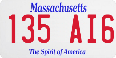 MA license plate 135AI6