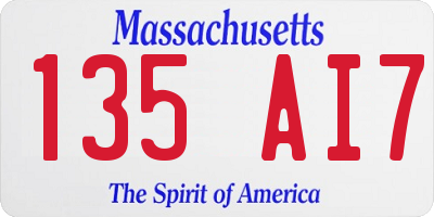 MA license plate 135AI7