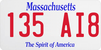 MA license plate 135AI8