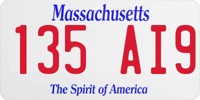 MA license plate 135AI9