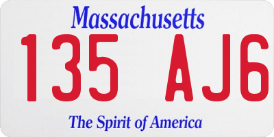 MA license plate 135AJ6