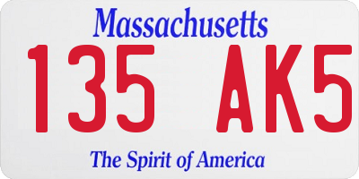 MA license plate 135AK5