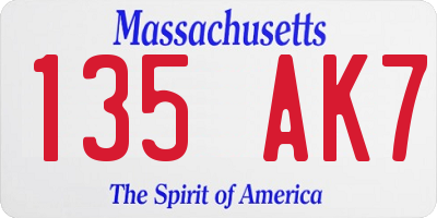 MA license plate 135AK7