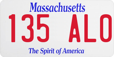 MA license plate 135AL0