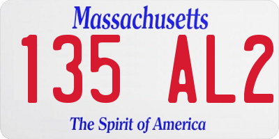 MA license plate 135AL2