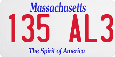 MA license plate 135AL3