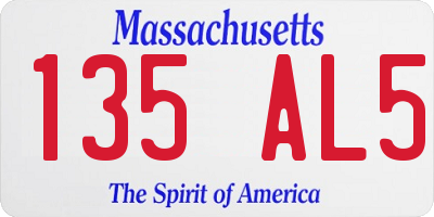 MA license plate 135AL5