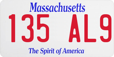 MA license plate 135AL9