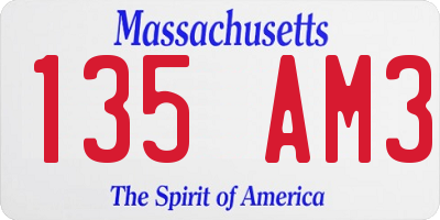 MA license plate 135AM3