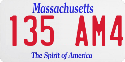 MA license plate 135AM4