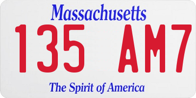 MA license plate 135AM7