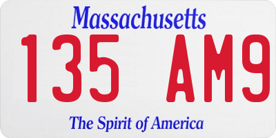 MA license plate 135AM9