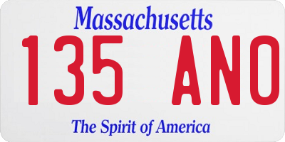 MA license plate 135AN0