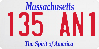 MA license plate 135AN1