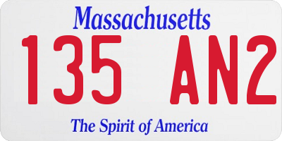 MA license plate 135AN2