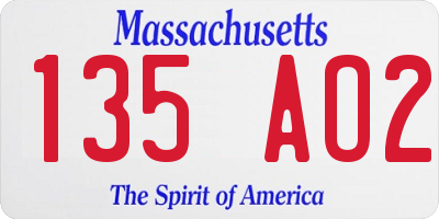 MA license plate 135AO2