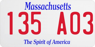 MA license plate 135AO3