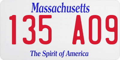 MA license plate 135AO9