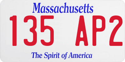MA license plate 135AP2